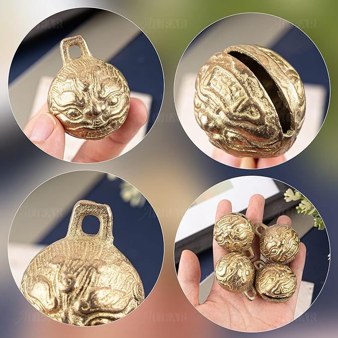 AUEAR, 8 Pieces Vintage Brass Bells 38mm Mini Jingle Bell for DIY Wind Chimes Home Decor