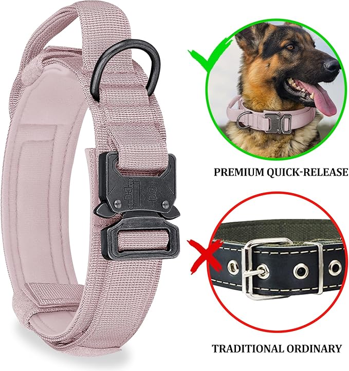 COOYOO Dog Collar,3 Piece Set Tactical Dog Collars, Adjustable Military Training Nylon Dog Collar with Control Handle and Heavy Metal Buckle for Medium and Large Dogs