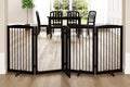 Freestanding Dog Gates with Door Walk Through, 80 inch Wide Gates Indoor, Dog Fences Indoor, Support Feet Included, 4 Panels, 32" Tall, Dark Brown