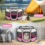 Pink Puppy Playpen for Large Dog Cat, Dog Tent Crates Cage Indoor/Outdoor, Portable Pop Up Dog Kennel with Carrying Bag for Rabbits, (Pink, Large)