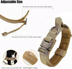 Tactical Dog Collar, Adjustable Military Training Nylon Dog Collar with Control Handle and Heavy Quick-Release Metal Buckle for Small Medium Large Dogs, Red M