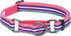 Blueberry Pet 4 Colors 3M Reflective Multi-Colored Stripe Martingale Safety Training Dog Collar, Pink Emerald and Orchid, Large, Heavy Duty Adjustable Collars for Dogs