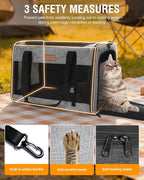 PETUX Large Pet Carrier for Large Cats ＆ Small Dogs - Up to 20Lb, Top and Side Entry, 4 Side Breathable, Foldable Soft Cat Travel Carrier with Safety Car Seat Buckle and Anti-Scratch Mesh - Grey