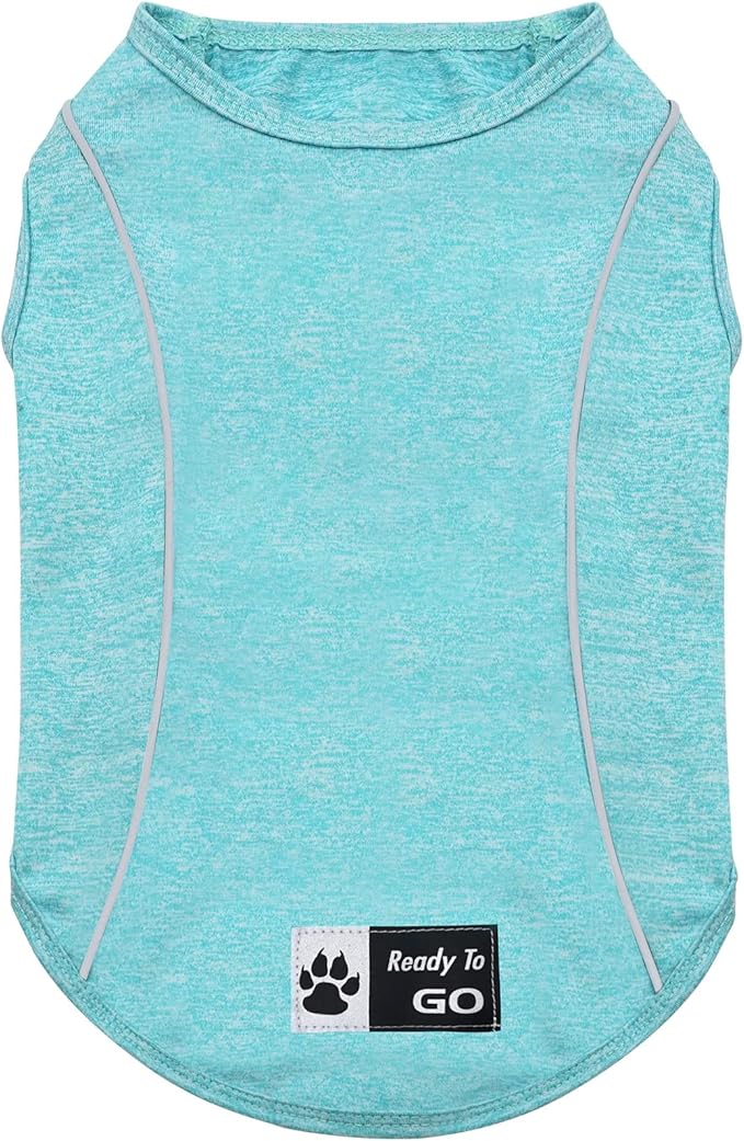 KYEESE Reflective Dog Shirt, Lightweight Sun Protection Dog T Shirts for Small Dogs Boy, Breathable Sleeveless Pet Tank Top Summer Dogs Clothes for Night Walking Outdoor, Lake Blue, M