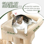 MUTICOR 66 Inches Multi-Level Large Cat Tree Tower for Indoor Big Feline/Cozy Plush Perches/Condo/Sisal Scratching Posts/Hammock and Baskets/Activity Center Play House/Wide Base/Beige