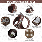 AIITLE No Pull Dog Harness and Leash Set, Step in No Chock Soft Mesh Dog Harnesses Reflective for Extra-Small Puppy Dogs and Cats, Plaid Dog Vest Harness for Pets Chocolate XXS
