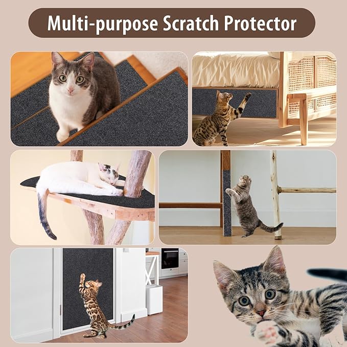 Cat Scratch Furniture Protector, 78.7''x15.7'' Adhesive Scratcher Pad Deterrent for Couch Sofa and Chair,DIY Cat Climbing Scratch Pad for Indoor Cats (Grey)