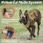 rabbitgoo Tactical Dog Harness for Small, Heavy Duty Pet Harness with Handle, No-Pull Service Vest Small Breed, Adjustable Military Dog Vest for Training Hunting Walking, Brown, S