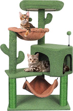 YUNIQUE Cat Tree with Cat Condo Scratch Post and Big Hammock, Green