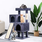 BestPet 36 inches Cat Tree for Indoor Cats Cat Tower with Scratching Posts Multi-Level Cat Furniture Condo with Ramp, Perch Spacious Cat Cave & Funny Toys for Kittens House,Dark Grey
