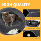 Peekaboo Cat Tunnel for Large Cats up to 30 lbs, Features A Jingle Ball, Removable and Washable Tunnel Bed, and a Cozy Donut Tunnel (Dark Grey, 24 Inches)