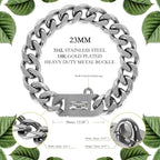BAOBOTE 23MM Silver Dog Collar,Dog Chain Collars with Cuban Link Dog Collar,Heavy Duty Training Collar Chew Proof for Medium Dogs(22" Silver)