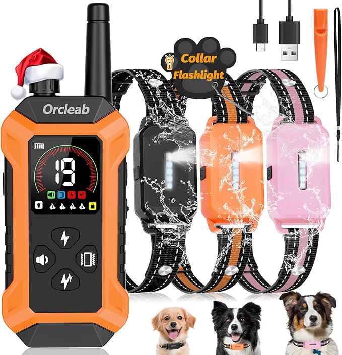 Shock Collar with Remote Control for Dogs, 3 Pack (5–150Lbs), 4400FT, IP67 Waterproof Collar 5 Training Modes with Light, Shock Collars for 3 Dogs E-Collars for Small Medium Large Dogs