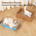 Cat Scratcher Bed Cardboard & 16.9 inches Large Cat Scratching Box with Corrugated Cat Scratch Pad for Indoor Cats，Furniture Protector