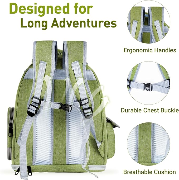 Pawstrip Cat Backpack Carrier with Large Space Bubble Window, Airline Approved Breathable Pet Carrier for Small Dogs Cats up to 15lbs, Foldable for Travel Hiking & Outdoor Use