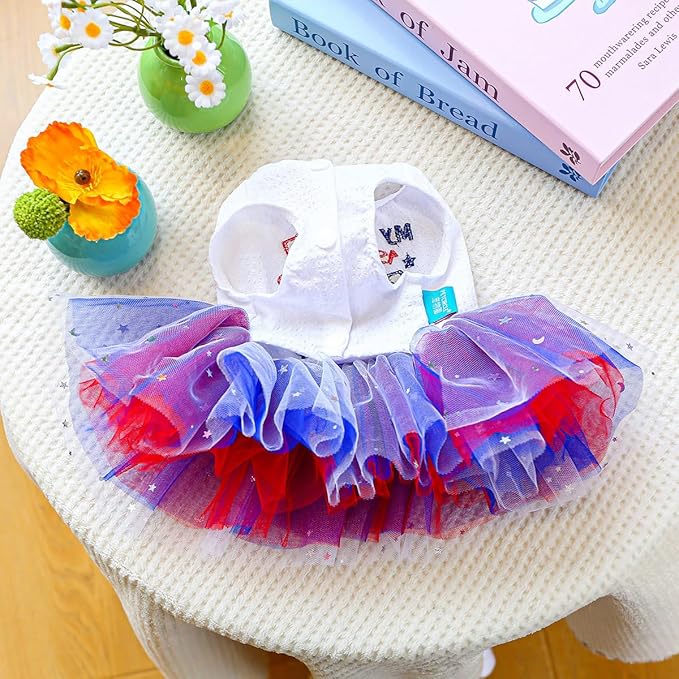 Furbabycare® Elegant Sweet Independence Day Puppy Dog Blingbling Princess Skirt Pet Dog Lace Cake Camisole Tutu Dress D-Independence Day X-Small