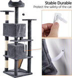 Topeakmart 70in Cat Tree, Multi-Level Cat Tower with Scratching Post Dangling Ball and Condos Cat Furniture for Indoor Cats, Dark Gray