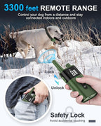 No Shock Dog Training Collar with Remote 3300FT, Dog Vibration Collar with Controller Beep and Vibrate Only, Safe Lock Waterproof Rechargeable Vibrating Collars for Dogs(10-120 lbs)-No Prongs
