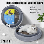Cat Scratcher Toy Ball Track for Indoor Cats,Round Interactive Scratching Board Exercise Set for Bored Indoor Adult and Kitten Mental & Physical Stimulation (Grey)