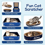 4-in-1 Cat Scratcher and Bed, 2 Scratching Pads & 2 Oval Loungers for Indoor Cats, Multi-Cat Household Cardboard Scratcher Furniture with Cat Bed Design to Save Your Couch