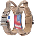 Reflective Tactical Dog Collar Adjustable for Training and Service K9 Dog Collar with Military Nylon Heavy Duty Metal Buckle and Control Handle for Medium and Large Dogs,1.5" Width Brown XL