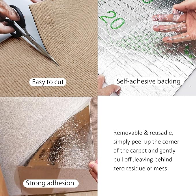 Anti Cat Scratch Furniture Protector,78.7 * 15.8in Cat Wall Scratcher, Adhesive Sofa Couch Corner Protectors for Cats, DIY Climbing Carpet Remnants Roll(Beige)