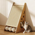 Cat Scratcher with Nest - Non-Shedding Vertical Cat Scratching Post, Cat Board Scratcher with 3 Sisal Balls for Indoor Cats, Reliable Wall Mounting