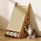 Cat Scratcher with Nest - Non-Shedding Vertical Cat Scratching Post, Cat Board Scratcher with 3 Sisal Balls for Indoor Cats, Reliable Wall Mounting