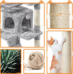 Topeakmart 61in Cat Tree for Indoor Cats, Cat Tower with Scratching Posts Spacious Perch & Platform for Kittens, Light Gray
