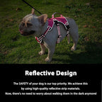 Huntboo Escape Proof Dog Harness, Escape Artist Harness, Reflective Dog Harness with Handle, Durable,Adjustable Vest for Small Medium Large Dogs Walking, Training, and Running Gear(Rose Red, S)