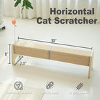 Meeyoview 30" Horizontal Scratching Post, Sisal Cat Scratcher with Spring Toy, Large Floor Mount Scratching Pad, Furniture Protector for Indoor Cats, Square