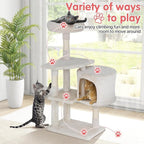 Cat Tree, 36 Inches Indoor Cat Tree Tower Condo, Natural Sisal Cat Scratching Post with Cozy Bed, Small Cats Tree for Kittens, Soft Perch & Cute Toys, Beige