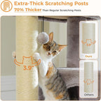 PETEPELA 58" Large Cat Tree for Big Adult Cats up to 25 lbs, Heavy Duty Cat Tower w/Extra-Thick Scratching Posts [φ3.9”], XL Hammock & Spacious Condo, Study Cat Furniture for Maine Coons, Grey