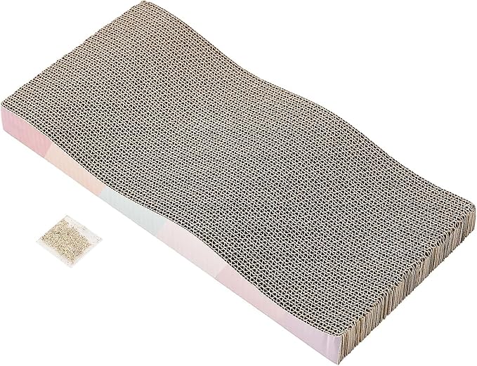 Wavy cat Scratch Board, Made eco-Friendly Corrugated Paper, pet cat Toy, Indoor cat Scratch pad, usable on Both Sides (1pcs)