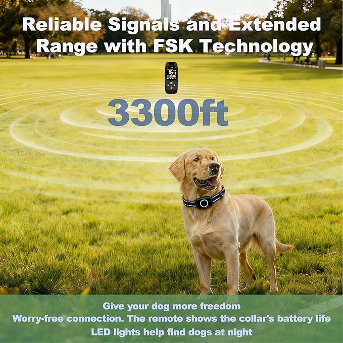 3-in-1 Dog Training Collar,Anti-Bark & Activity Monitor,3300ft Remote Range, LED Light, 3 Training Modes Beep Vibration Shock, Rechargeable Waterproof Dog Shock Collar for Small Medium Large Dogs