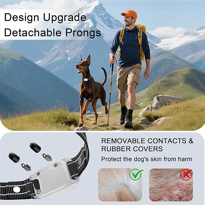 Dog Shock Collar - 3300 FT Remote Dog Training Collar, IP7 Waterproof, 4 Training Modes Lighting,Beep,Vibration,Safe Shock, Dual Channel E-Collar with Safety Lock for All Breeds (10-150 lbs)