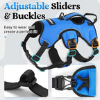 rabbitgoo Escape Proof Dog Harness, Soft Padded Full Body Pet Harness, Reflective Adjustable No Pull Vest with Lift Handle and Leash Clip for Large Dogs Walking Hiking Training, L, Blue