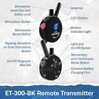 Educator ET-300 Black Mini E Collar for Dog Training with Remote - 1/2 Mile Range, Waterproof, 100 Blunt Stimulation Levels, Tone or Vibration Mode, Night Light Tracking for Small, Medium & Large Dogs