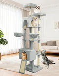82" Tall Cat Tree,Giant Cat Tree for Indoor Cats Large Adult, Heavy Duty Cat Tree Tower, Extra Large Cat Trees with Scratching Posts, Cat Condos, Hammock,Top Perch,Ramp (Light Grey)