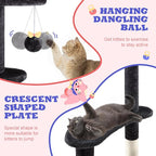 Allewie 55.5 in Cat Tree for Indoor Kitties/Soft Plush Perches/Multi-Level Cat Tower/Sisal Scratching Posts/Crescent Plates/Round Jumping Board/Hanging Ball/Pet Activity Center/Dark Grey