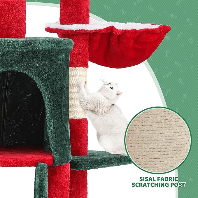 Magshion 54" Cat Tree for Indoor Cats, Sturdy Cat Tower for Cats 20 lbs+, Multi-Level Climbing Tower with Scratching Posts, Ladder, Condo, Top Perch and Hanging Toy