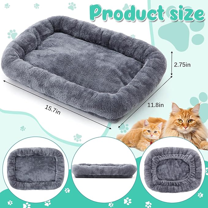 Abbylike 2 Pcs Cat Tree Tower Replacement Parts Grey Bed Cover with Elastic Band Removable Washable Padding for Platform Perch Shelves, Only Cover, Cat Tower Cushions Accessories(15.7 x 11.8 Inch)