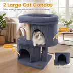 PETSITE 26-inch Small Cat Tree, with Sisal Scratching Post, Double Comfy Condos, and Spacious Top Perch, Ideal for Indoor Cats and Kittens (Dark Grey)