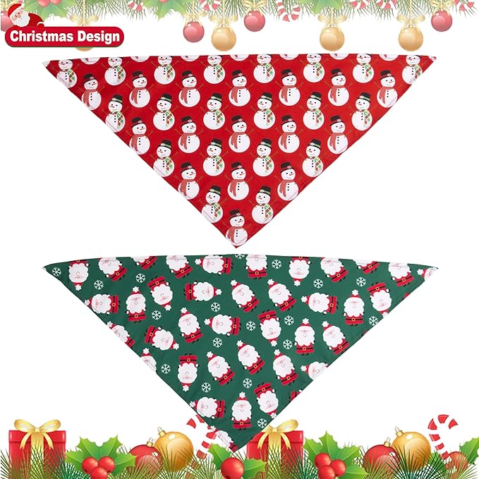 ADOGGYGO 4 Pack Dog Bandana Christmas Scarf Bibs Kerchief Set Pet Christmas Costume Xmas Holiday Bandanas for Small Dogs Pets (Small)