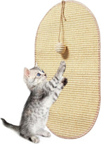 Natural Sisal Cat Scratch Pad, Wall Cat Scratch Board Mat, Summer Wear-Resistant Cool Mat, Anti Scratch Wall Sofa Protector (Sisal Primary Color, 23.6" L x 14.2" W, Elliptical, 1PC)