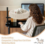 Dogpals 360° Rotating Cat Bed for Desk, Height Adjustable Cat Perch with Semi-Enclosed Design & Removable Cushion, No-Drill Clamp fits up to 1.18" Desk, Supports 9lbs for Office, Gaming Table