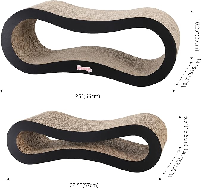 CSR1014A Suvi 26" Modern Cardboard Infinity 2-in-1 Lounge Bed Cat Scratcher with Catnip, Ink
