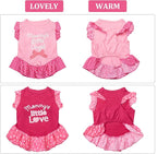 2 Pieces Dog Dresses for Dogs Cute Girl Female pet Dress Mommy Puppy Shirt Skirt Dresses Pet Summer Clothes Apparel for Cats(Love and Angel,Extra Small)