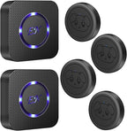 EverNary Dog Door Bell Wireless Doggie Doorbells for Potty Training with Waterproof Touch Button Dog Bells Included 2 Receivers and 4 Transmitters, Black