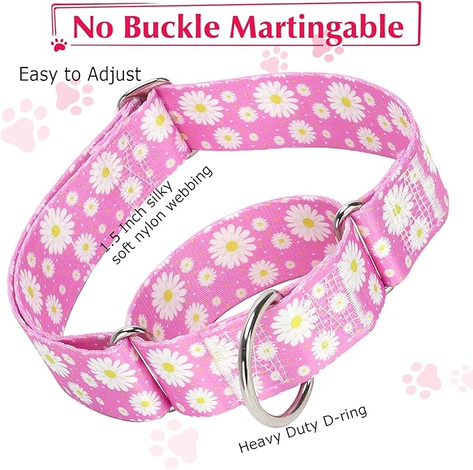 Wide 1.5 Martingale Collar for Girl Dogs,No Pull Heavy Duty Dog Collar for Medium Large Extra Large Female Dogs M